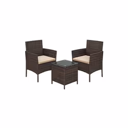 Grazie al suo design e alle sue solide gambe in metallo, questo moderno set di mobili da giardino si fa notare. La superficie ...