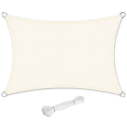 Vela ombreggiante in hdpe protezione solare anti uv traspirante per il giardino il balcone traspirante permeabile all'acqua 3 x 4 m beige
