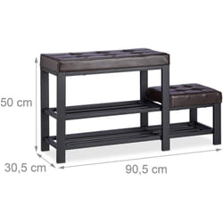 Helloshop26 - Panca da ingresso per mobili scarpiera sgabello 90,5 cm marrone
