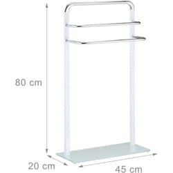 Porta asciugamani 3 barre su gambe 80 cm in metallo e vetro
