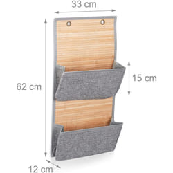 Helloshop26 - Accessorio da bagno da parete in bambù e grigio, organizer e portamobili