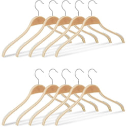 Helloshop26 - Set di 10 grucce in legno per camicie, abiti, ganci in gomma con tacca antiscivolo 360 natura naturale