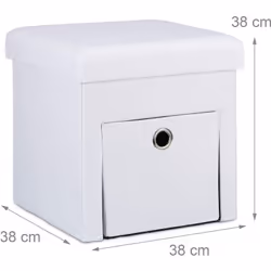 Dettagli sul pouf pieghevole in lino • Dimensioni A x L x P: 38 x 38 x 38 cm • Dimensioni interne A x L x P: 35 x 35 x 35 cm ...