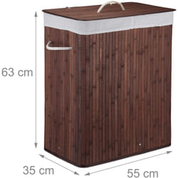 Helloshop26 - Cesta portabiancheria 2 scomparti con sacco 95 litri bambù marrone