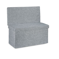 Helloshop26 - Sgabello contenitore pieghevole ottomano in lino 76 cm grigio