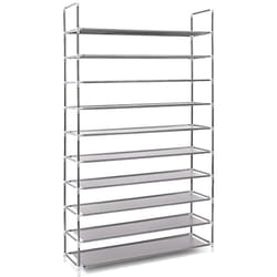 Scarpiera per 50 paia scarpiera 10 ripiani scomparti ripostiglio corridoio cantina 175,5 cm grigio
