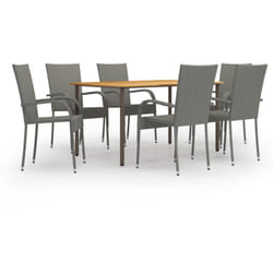Helloshop26 - Set da pranzo da giardino arredo esterno 7 pezzi in resina intrecciata grigia
