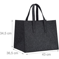Helloshop26 - Cestino portalegna in feltro legno 2 manici pieghevoli portariviste 43 cm antracite