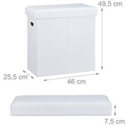 Sgabello panca panca pouf pieghevole pieghevole contenitore 50 litri bianco
