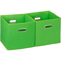 Helloshop26 - Set di 2 contenitori portaoggetti in tessuto verde