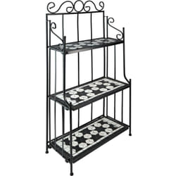 Helloshop26 - Mensola per piante in mosaico 3 livelli 114 cm nero/bianco