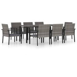 Set sala da pranzo da giardino arredo esterno 9 pezzi in resina intrecciata grigia