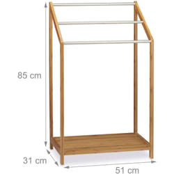 Helloshop26 - Porta asciugamani da bagno 3 barre portaoggetti 85 cm bambù e metallo