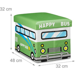 Helloshop26 - Scatola dei giocattoli sintetica con coperchio pieghevole, sgabello a sacco per bambini verde