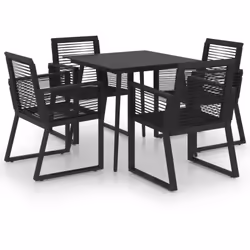 Questo set da pranzo da esterno contiene 1 tavolo con piano in vetro e 4 poltrone. Questo set da pranzo dal design elegante e ...