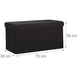 Panca sgabello pouf pieghevole contenitore poggiapiedi 76 cm lino nero