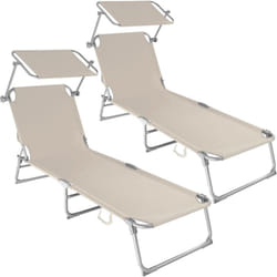 Helloshop26 - Set di 2 lettini prendisole in acciaio beige
