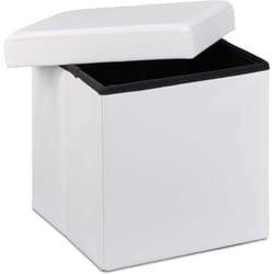 Helloshop26 - Pouf sgabello pieghevole panca contenitore stabile sintetico 38 cm bianco