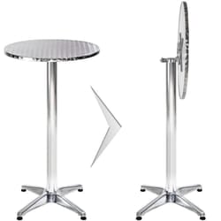 Helloshop26 - Tavolo in piedi in alluminio diametro 60 cm gamba diametro 6,5 cm pieghevole altezza regolabile 74/114 cm grigio