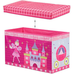 Helloshop26 - Sgabello contenitore per giocattoli, pouf portaoggetti per bambini, colore rosa