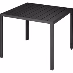 Design moderno e senza tempo. Versatile uso interno/esterno. Superficie del tavolo in pannelli effetto legno. Leggero e stabi ...