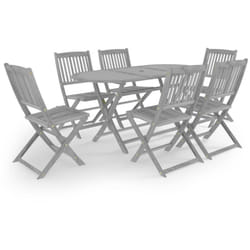 Mobile da pranzo da giardino 7 pezzi in legno massello di acacia grigio