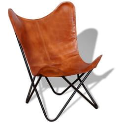 Helloshop26 - Poltrona sedia lounge sedile design club divano soggiorno farfalla vera pelle marrone