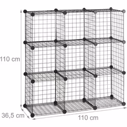 Scaffale cubico in metallo con 9 scomparti Dimensioni dello scaffale cubico 35 x 35 A x L x P: ca. 110 x 110 x 36,5 cm Il rip ...