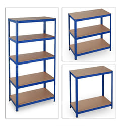 Scaffale per carichi pesanti con clip cantina per garage da 180 cm in acciaio blu