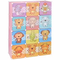 Scaffale con sistema a incastro Bambini Dimensioni totali A x L x P: ca. 145 x 110,5 x 46,5 cm 2x scomparti con asta AxLxP: c ...