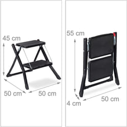 Helloshop26 - Scaletta pieghevole Scaletta salvaspazio antiscivolo a 2 gradini in ferro nero