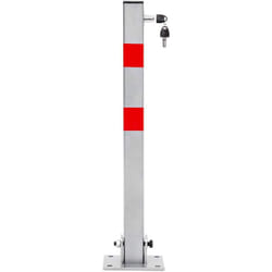 Helloshop26 - Barriera per parcheggio auto pieghevole 65 cm in acciaio grigio e strisce rosse