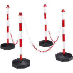 Helloshop26 - Set di 4 barriere di parcheggio e paletti per barriere di parcheggio bianche e rosse