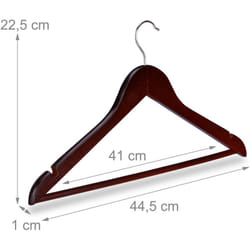 Set di 10 grucce in legno con traversa marrone