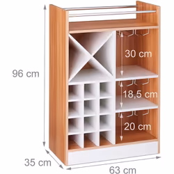 Portabottiglie XL in sintesi Dimensioni A x L x P: ca. 96 x 63 x 35 cm Spazio di stoccaggio: ca. 22 bottiglie di vino Pesa ca ...