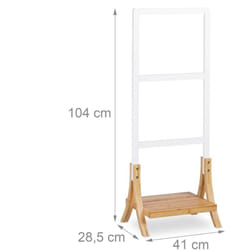 Porta asciugamani da terra 3 barre braccio in legno bianco