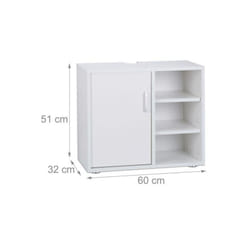 Mobile bagno sottolavabo 1 anta 3 ripiani wc in mdf bianco