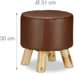 Helloshop26 - Sgabello rotondo con 4 gambe in legno e materiale sintetico marrone