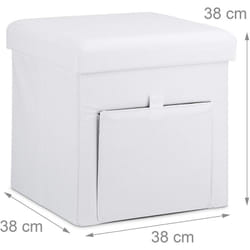 Helloshop26 - Sgabello contenitore pieghevole in lino bianco