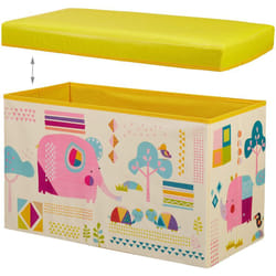 Helloshop26 - Sgabello contenitore per giocattoli, pouf portaoggetti per bambini, giallo