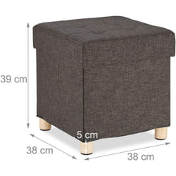 Helloshop26 - Sgabello pouf marrone con vano portaoggetti