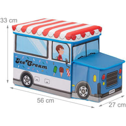 Helloshop26 - Sgabello pouf pieghevole per bambini blu con scatola dei giocattoli