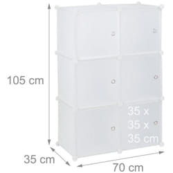 Sistema di stoccaggio in plastica con scaffale a 6 ante bianco