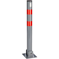 Helloshop26 - Barriera per parcheggio auto pieghevole 65 cm in acciaio grigio e strisce rosse