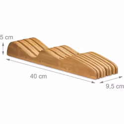 Dettagli del pratico portacoltelli • Dimensioni totali M A x L x P: 5 x 9,5 x 40 cm • Taglia M: 4 coltelli piccoli e 3 grandi ...