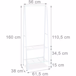 Dettagli dello scaffale con contenitore • Dimensioni totali A x L x P: 160 x 61,5 x 38 cm • Peso: 3 kg • Metallo verniciato a ...