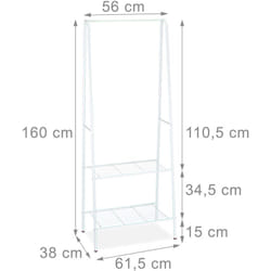 Helloshop26 - Asta appendiabiti appendiabiti porta scarpe stivali 2 scomparti 60 cm in metallo bianco