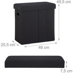 Sgabello panca panca pouf portaoggetti pieghevole 50 litri nero