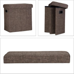 Sgabello panca panca pouf pieghevole pieghevole contenitore 50 litri marrone