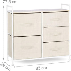 Cassettiera contenitore con cassetti in tessuto beige